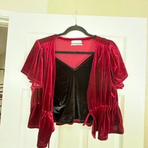 Maroon Velveteen Blouse